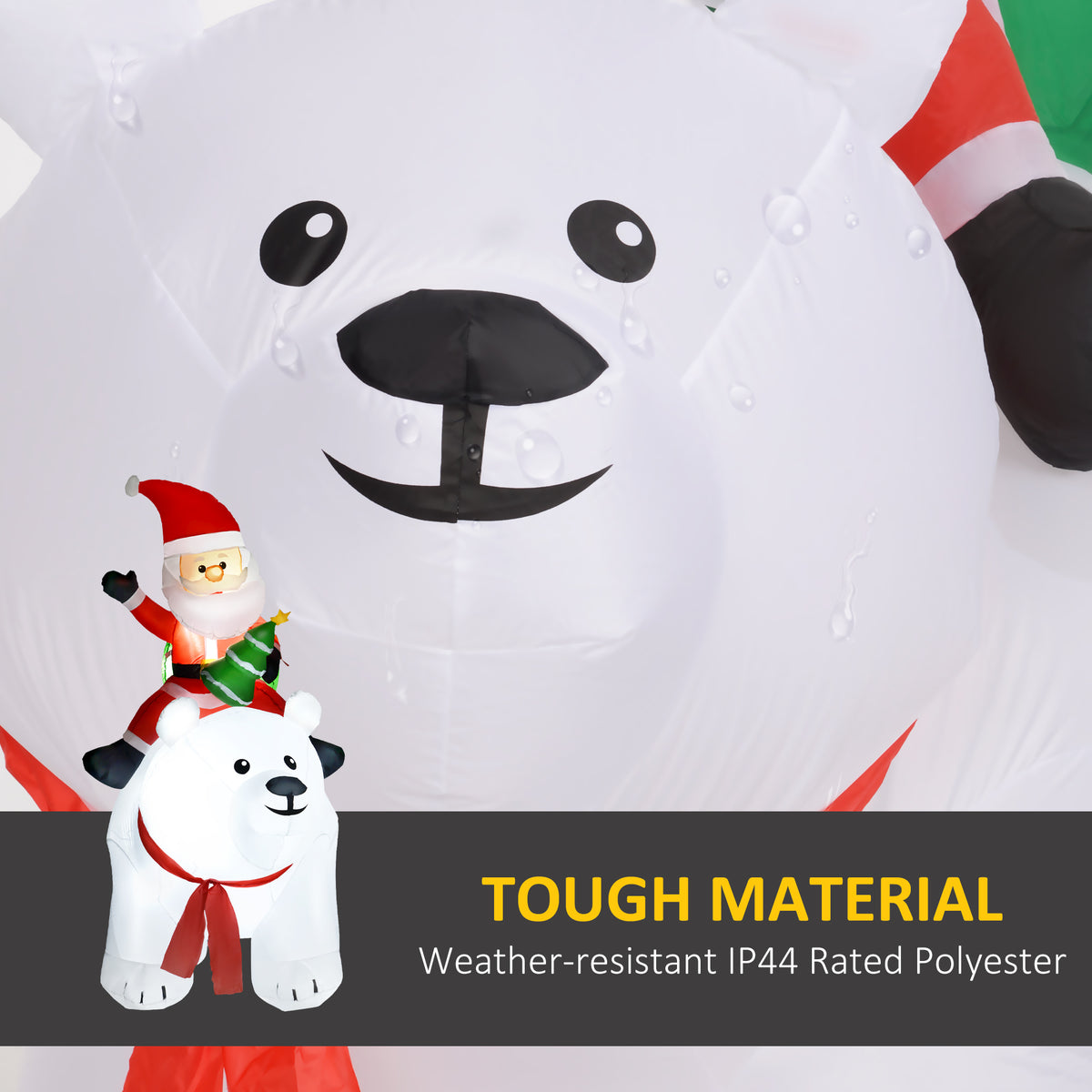 6.6ft Inflatable Santa Riding Polar Bear Decoration