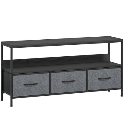 TV Stand Cabinet with 3 Foldable Drawers - Black