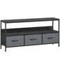 TV Stand Cabinet with 3 Foldable Drawers - Black