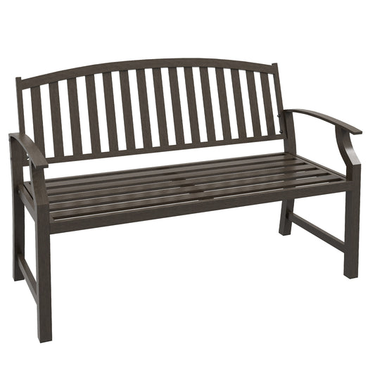 Two-Seater Simple Metal Bench - Brown