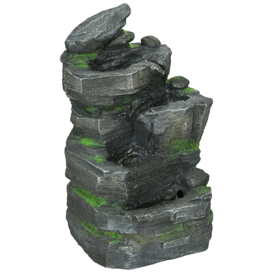 Garden Water Feature with LED Lights - Dark Grey
