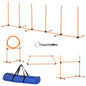 Dog Agility Equipment Pet Training Set with Adjustable Height Jump Ring Hurdle Whistle Weave Poles Square Pause Box Carry Bag