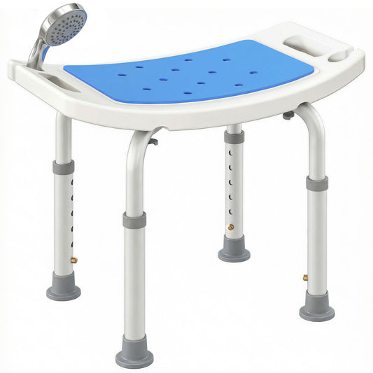 Shower Chair, Adjustable Height Shower Stool with Aluminium Frame and Non-Slip Feet, Bathtub Stool Seat with Padded Seat for Elderly Disabled Handicap