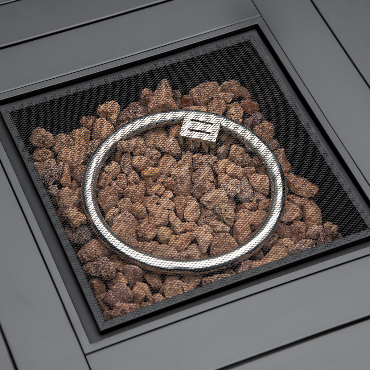Outdoor PE Rattan Gas Fire Pit Table, Patio Square Propane Heater with Rain Cover, Mesh Lid and Lava Stone, 40, 000 BTU, Mixed Grey