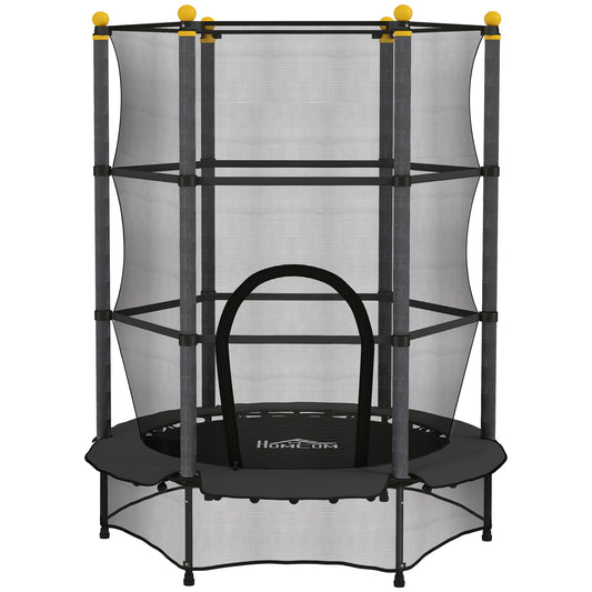 4.6FT/55" Kids Trampoline with Enclosure Net, Outdoor Indoor Use, for Ages 3-10 Years