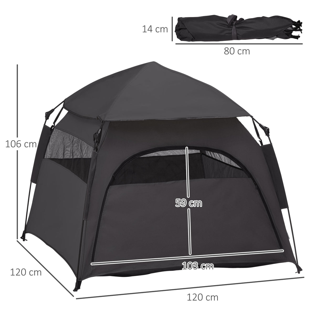 Foldable Dog Cat Tent with Water-Resistant Oxford, Carry Bag for Extra Large Dog