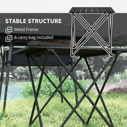 Folding Camping Table, Lightweight Metal Picnic Table with Carry Bag, Foldable Table for Outdoor Camping, Picnic, Hiking, BBQ, Fishing, Black
