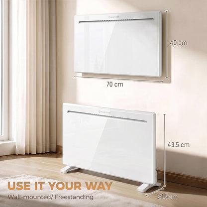 Smart Panel Heater Wall Mounted/Freestanding, Electric Heater with Weekly Timer, Open Window & Anti-Frost, 1500W, White
