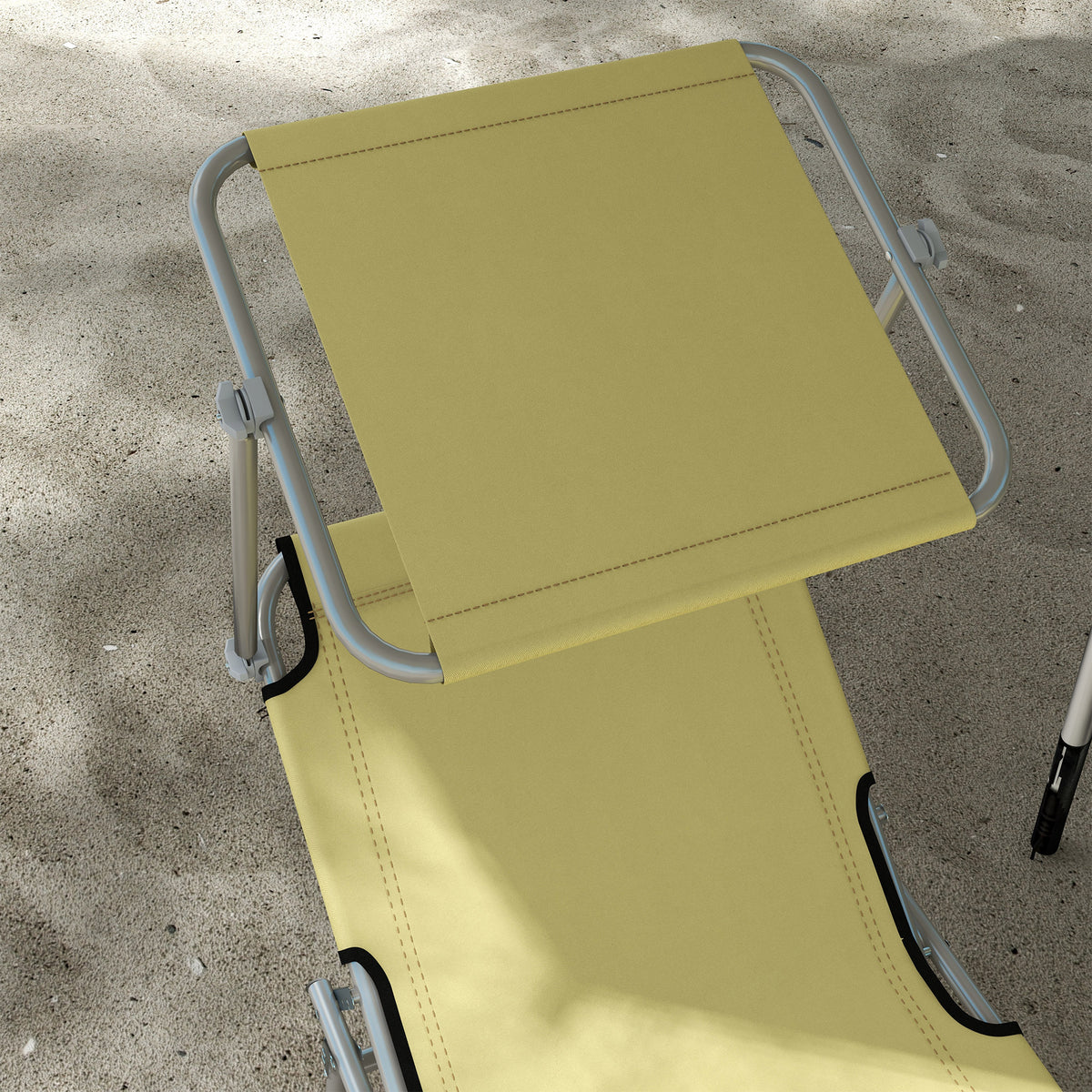Folding Sun Lounger Set of 2 with Canopy, Reclining Sunbed with 4-Position Adjustable Backrest, 600D Oxford Cloth, Portable Garden Lounger Recliner Chair for Beach, Camping, Patio, Beige