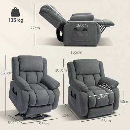 Recliner Armchair Lift Chair, Electric Recliner Chair with Vibration Massage and Heat, Wide Seat, USB Port, Grey