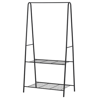 Metal Clothes Rack Coat Garment Hanger Hallway Organiser Hanging Rail Stand 2-tier Shoe Shelving A Shaped 77W x 45D x 153H cm Black