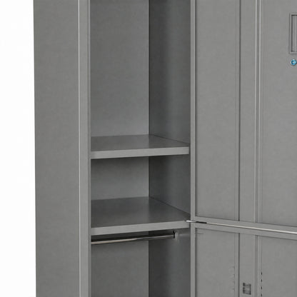 Locker Cabinet Storage Cold Rolled Steel w/ Shelves Vertical Cupboard Grey 38 x 46 x 180 cm