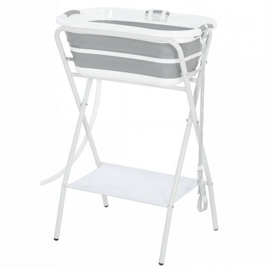 Dog Bath Tub, Portable Foldable Dog Bathtub with Stand, Drainage Hole, for Small Dogs Puppies Grey