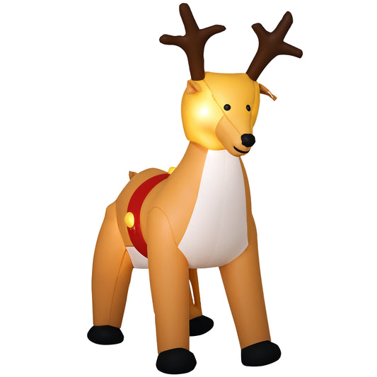 6ft Christmas Inflatable Reindeer Decoration Xmas Indoor Outdoor Fun w/ Lights Accessories Holiday Blow Up Decor Animal