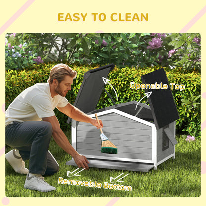 Wooden Dog Kennel for Outside, for Medium Dogs, 65H x 97L x 72Wcm, Grey