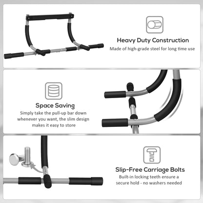 Doorway Pull up Bar, Door Frame Chin up Push up Bar for Home Gym Upper Body Workout, No Drilling or Screws