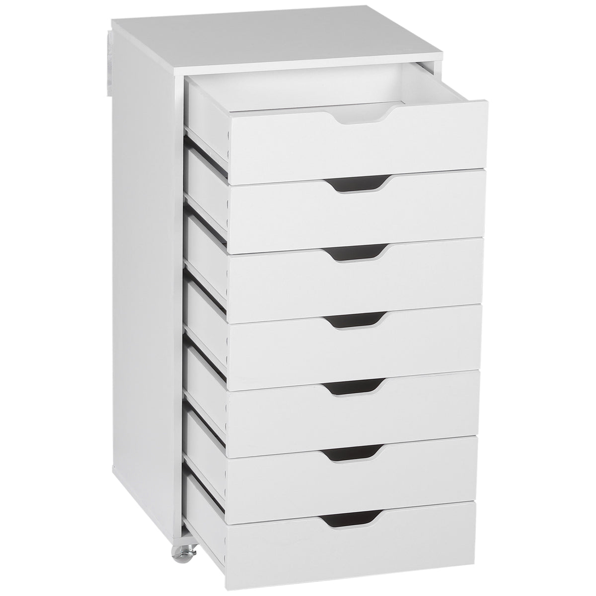 Seven-Drawer Filing Cabinet, with Wheels - White