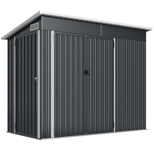 7.5 x 4.3ft Metal Garden Storage Shed, Waterproof Outdoor Shed with Triple Lockable Door, Gloves, Vents
