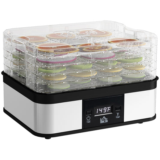 5 Tier Food Dehydrator, 245W Stainless Steel Food Dryer Machine with Adjustable Temperature, Timer and LCD Display for Drying Fruit, Meat, Vegetable, Jerky and Pet Treat