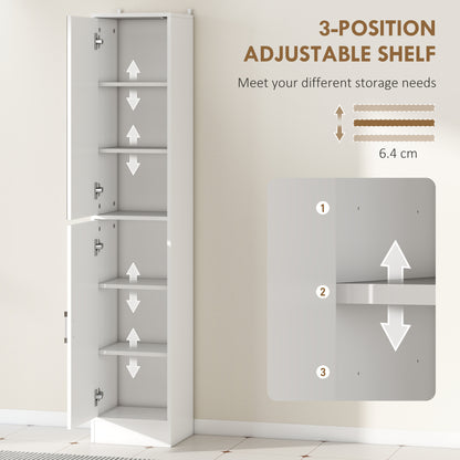 Tall Bathroom Cabinet with Mirror and Adjustable Shelf