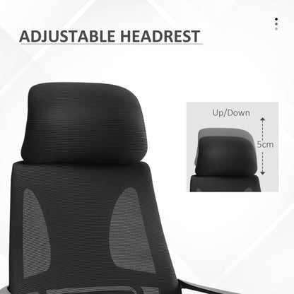 Ergonomic Office Chair, High Back Computer Chair, Mesh Desk Chair with Lumbar Support, Headrest, Wheel, Adjustable Height, Black