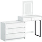 Vanity Makeup Desk LED Mirror Dressing Table Large Storage 5 Drawers White