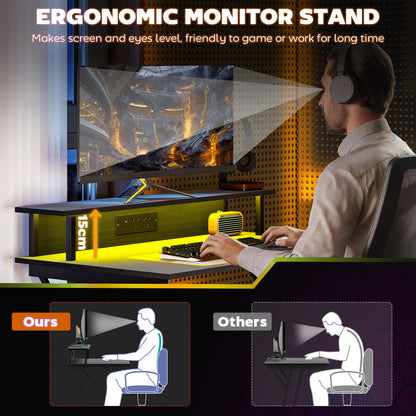Two-Level LED Gaming Desk