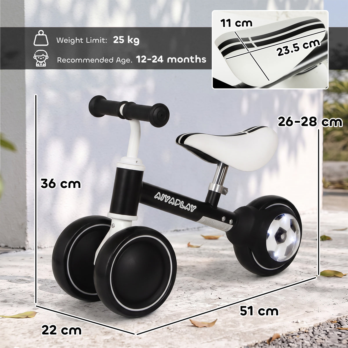 Balance Bike for Kids 1-2 Years, Toddler Bike with Adjustable Seat and Lighting Rear Wheels for Boys and Girls