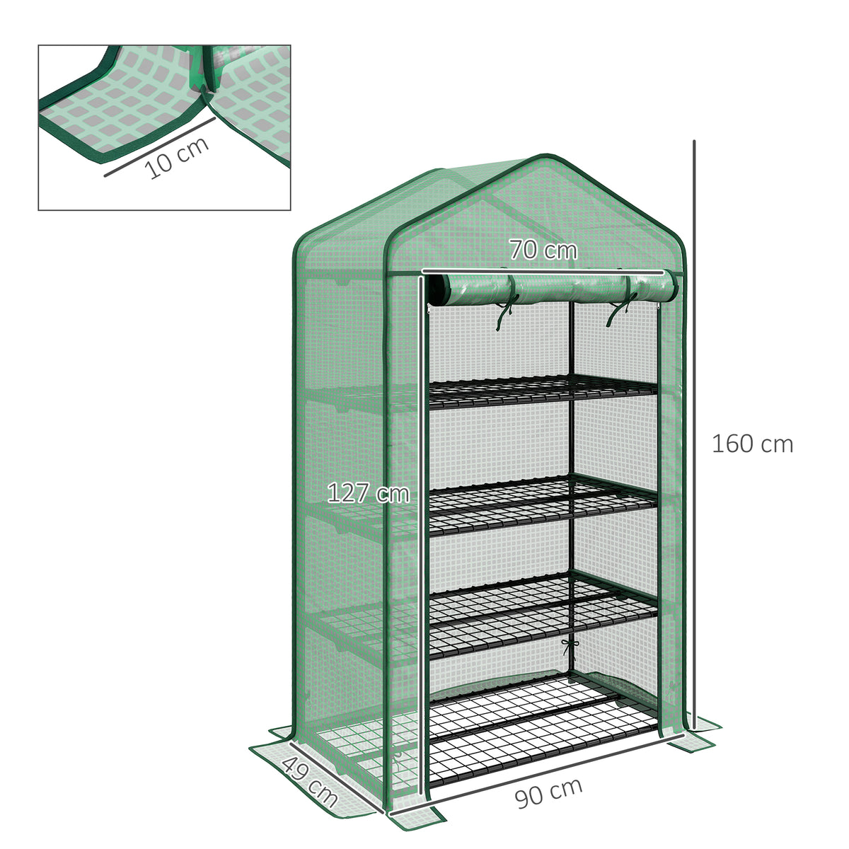 Four-Tier Mini Greenhouse, with Reinforced Plastic Cover