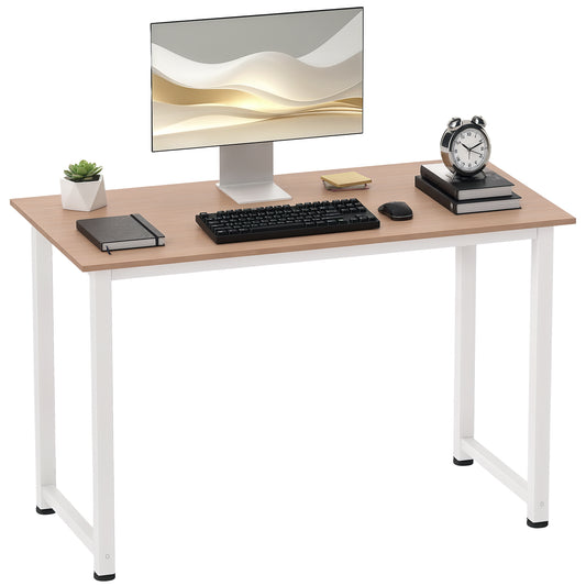 Computer Desk, Writing Table, 120 x 60 x 76cm Workstation for Home Office, Study with Metal Frame, Simple Assembly, White