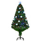 4FT Prelit Artificial Christmas Tree Fibre Optic Star LED Light Holiday Home Xmas Decoration with LED Light for Indoor Party, Green