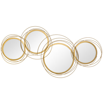 Metal Wall Art 56cm Modern Decorative Mirror Decor for Living Room Bedroom Dining Room, Gold