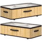 60L Under Bed Storage with Wheels Pack of 2, Underbed Storage Box with Clear Lid Cover and Reinforced Handle, Natural