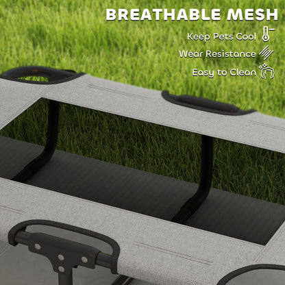 Portable Raised Dog Bed, Elevated Pet Cot with Breathable Mesh for Indoor Outdoor, for Small Medium Dogs, Light Grey