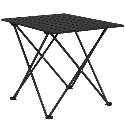Folding Camping Table, Lightweight Metal Picnic Table with Carry Bag, Foldable Table for Outdoor Camping, Picnic, Hiking, BBQ, Fishing, Black