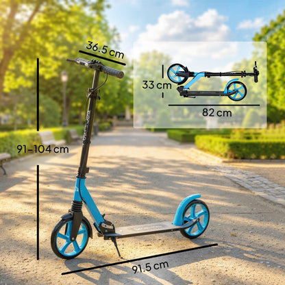 One-click Folding Kick Scooter for 14+ w/ Adjustable Handlebar, Push Scooter with Kickstand, Dual Brake System