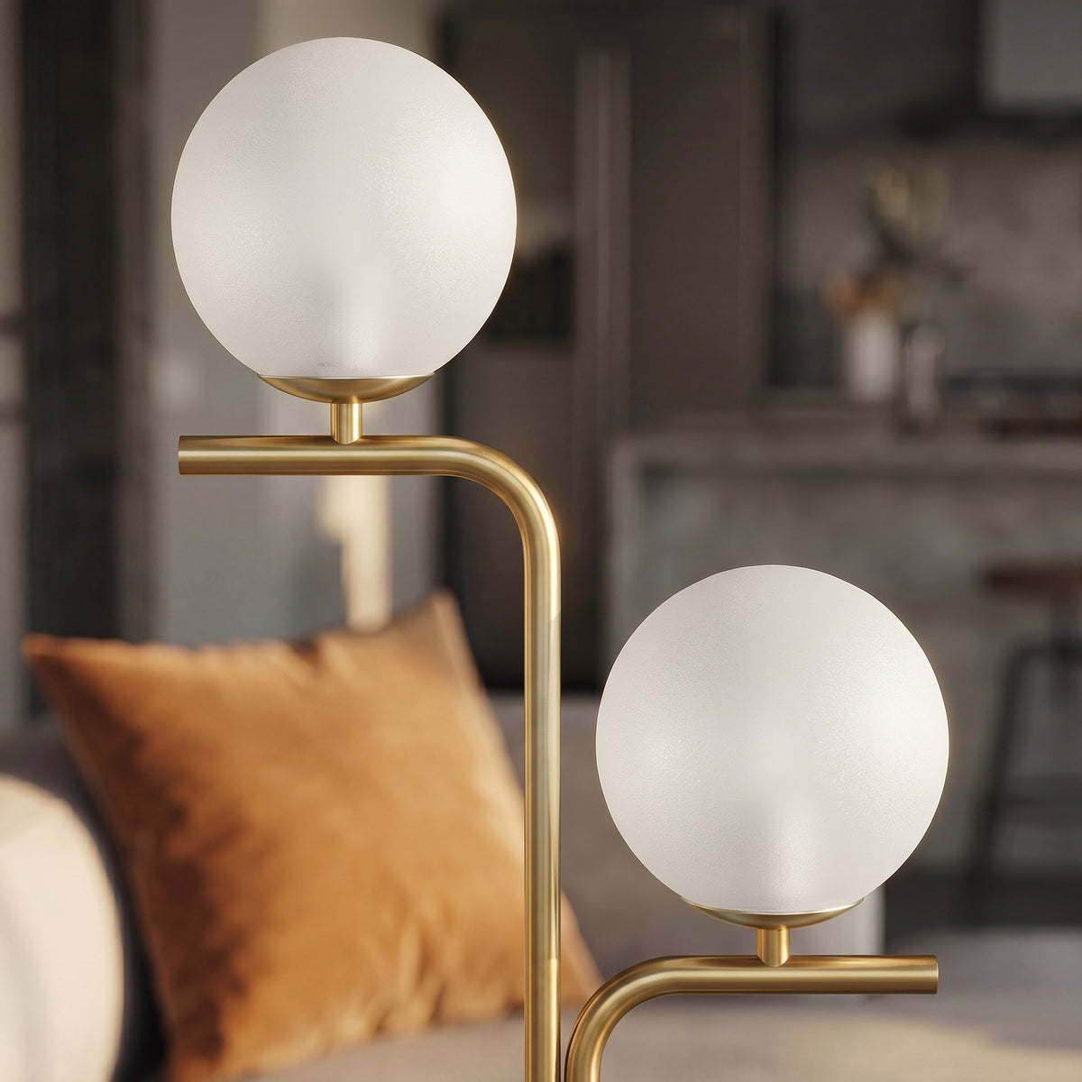 LED Floor Lamp, Modern Standing Lamp with 3 Colour Temperatures, Globe Glass Shades and Foot Switch