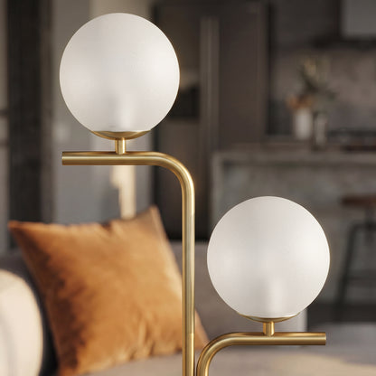 LED Floor Lamp, Modern Standing Lamp with 3 Colour Temperatures, Globe Glass Shades and Foot Switch