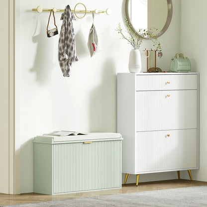Eight Shoe Bench, with Top Seat - Green