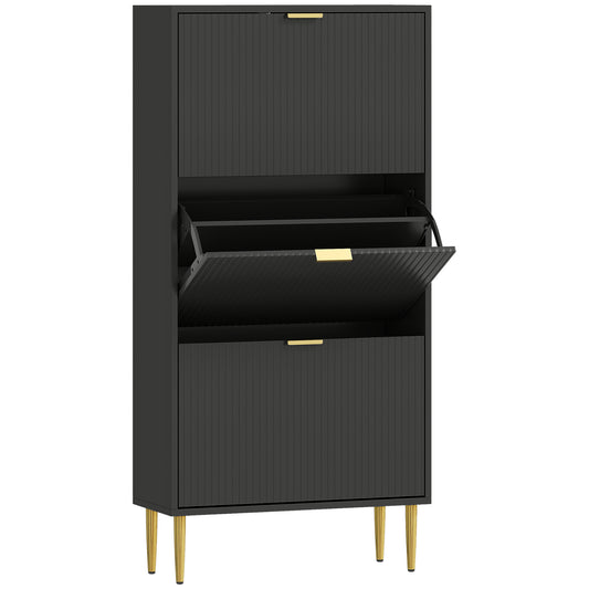 Three-Drawer Shoe Cabinet - Black