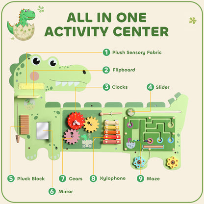 Busy Board Panels, Wall Mounted Montessori Inspired Busy Board, Toddler Learning Centre Dinosaur Theme