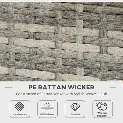 Outdoor PE Rattan Gas Fire Pit Table, Patio Square Propane Heater with Rain Cover, Mesh Lid and Lava Stone, 40, 000 BTU, Mixed Grey