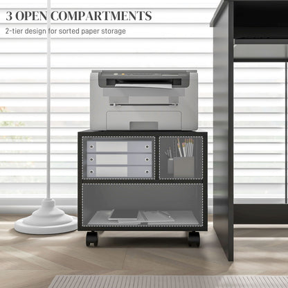 Three-Compartment Printer Cabinet, with Wheels