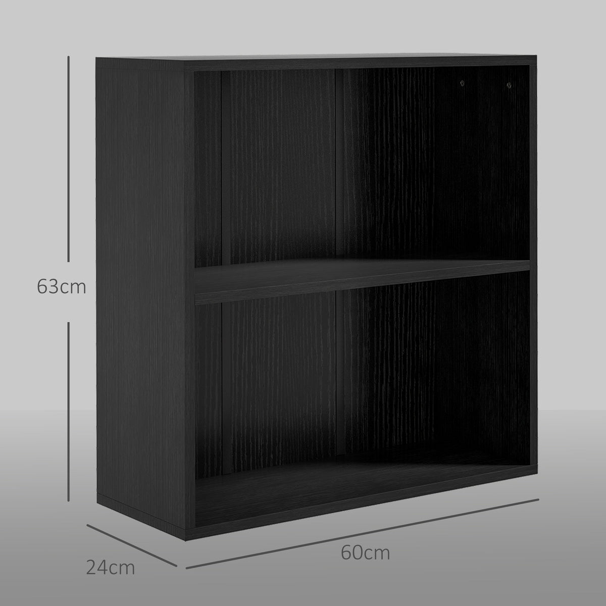 2 Tier Bookshelf, Low Bookcase with Adjustable Shelf, 2 Compartments for Home Office, Living Room, Study