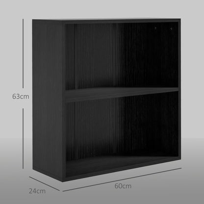 2 Tier Bookshelf, Low Bookcase with Adjustable Shelf, 2 Compartments for Home Office, Living Room, Study