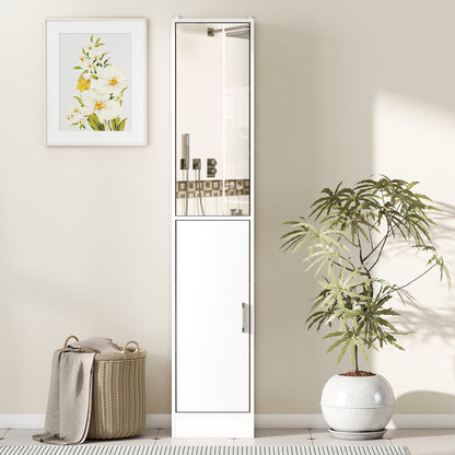 Tall Bathroom Cabinet with Mirror and Adjustable Shelf