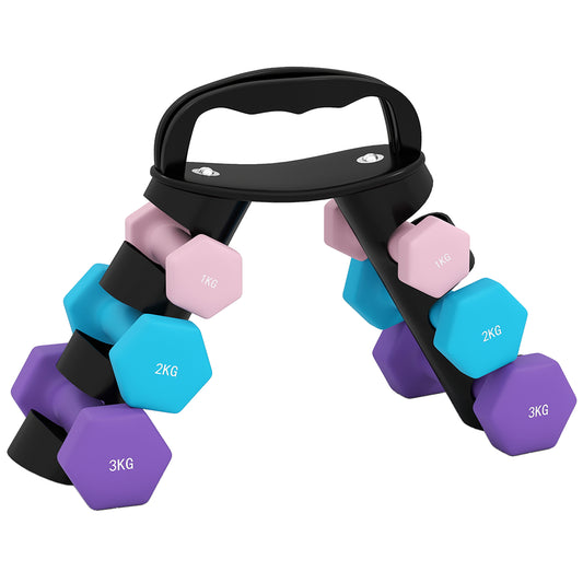Dumbbells Set with Storage Rack, 12kg/18kg, Pink