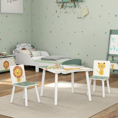 3-Piece Toddler Table and Chair Set, Kids Table with 2 Chairs Set for Bedroom, Nursery, Playroom