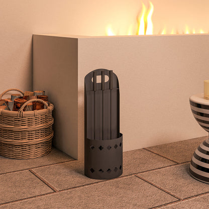 4 Pieces Fireplace Companion Set, Metal Fireplace Accessories Fireside Companion Set with Broom, Shovel, Poker, Bucket, Black