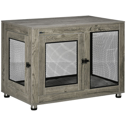 2-in-1 Dog Cage & Side Table, with Two Doors, Cushion